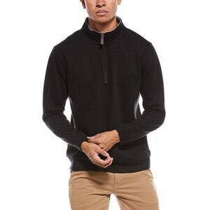 Tailorbyrd Mens  French Rib 1/4-Zip Mock Neck Pullover, Black